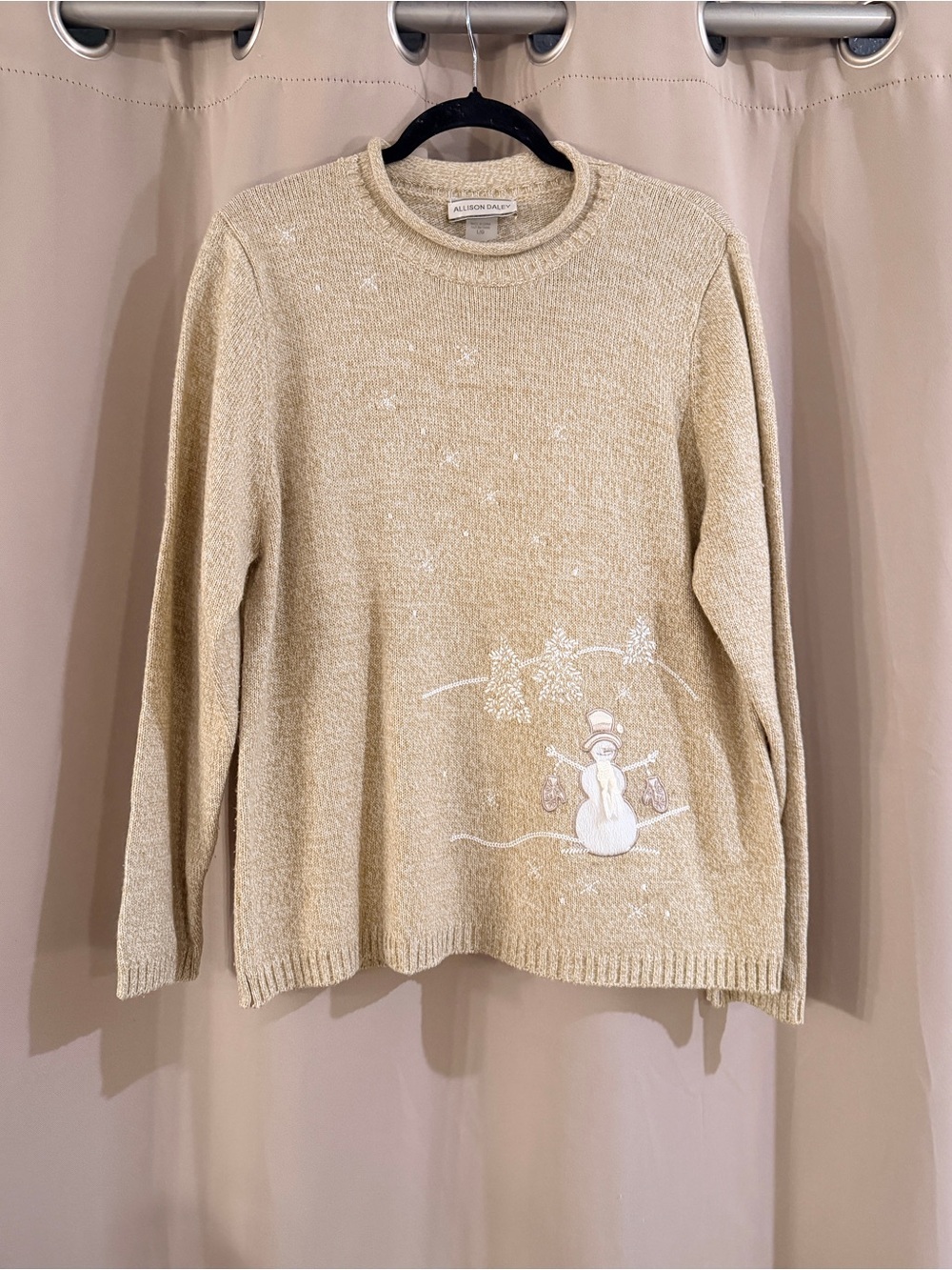 Allison Daley Cream Knit Sweater with Snowman